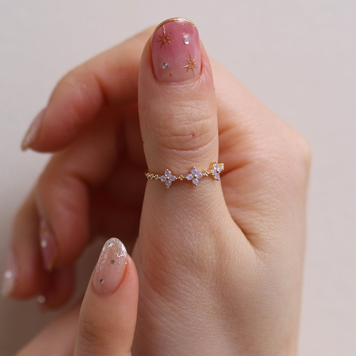 Moonstone daisy ring